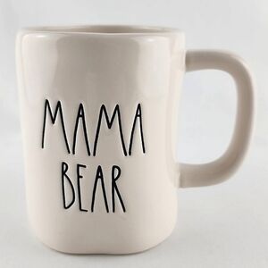 ⭐️2/ $50⭐️ Rae Dunn Artisan Collection Coffee Mug White Large Letters MAMA BEAR